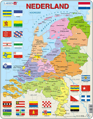 Larsen-Puzzle 48 Teile: Lernkarte - Niederlande (politisch)