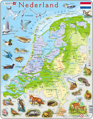 Physische Karte - Niederlande mit Tieren
