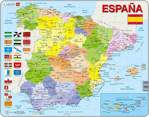 Larsen-Puzzle 70 Teile: Lernkarte - Spanien (politisch)