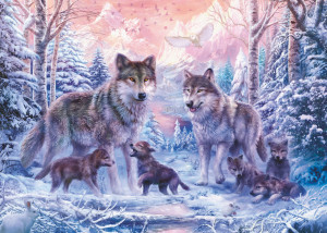 Ravensburger-Puzzle 1000 Teile: Arktische Wölfe im Winterwald