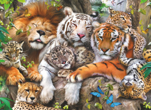 Ravensburger-Puzzle 200 Teile: Süße schmusende Raubkatzen