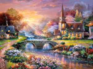 Castorland-Puzzle 3000 Teile: Behagliches Dorf am Flusslauf