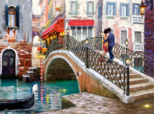 Castorland-Puzzle 2000 Teile: Verliebtes Pärchen auf der Brücke