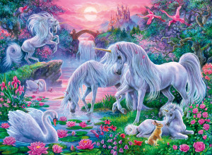 Ravensburger-Puzzle 150 Teile: Einhörner im Abendrot