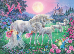 Ravensburger-Puzzle 100 Teile: Einhörner im Mondschein
