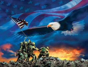 Hissen der amerikanischen Flagge