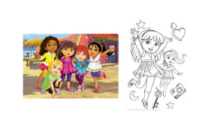 Trefl Puzzle-Puzzle 40 Teile: Ausmalpuzzle - Dora und Freunde