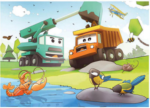 Dinotoys-Puzzle 24 Teile: Baustellenfahrzeuge