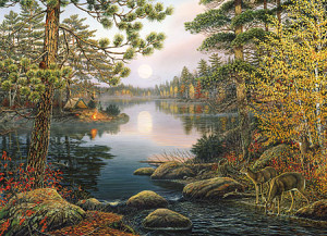 Cobble Hill-Puzzle 1000 Teile: Zelten am Hirsch-See