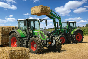 Schmidt-Spiele-Puzzle 100 Teile: Fendt 724 Vario, Fendt 716 Vario mit Frontlader Cargo