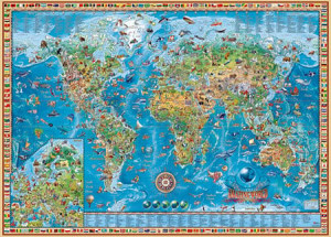 Heye-Puzzle 2000 Teile: Weltkarte der Tiere