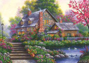 Ravensburger-Puzzle 1000 Teile: Romantisches Cottage