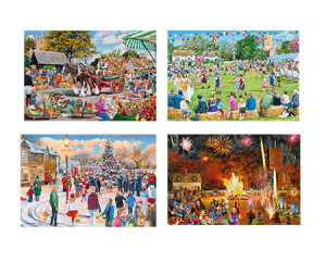 Gibsons-Puzzle 500 Teile: Dorffest zu den Jahreszeiten