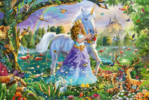 Schmidt-Spiele-Puzzle 150 Teile: Prinzessin mit Einhorn und Schloss