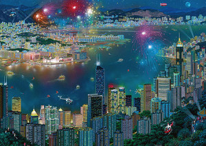 Schmidt-Spiele-Puzzle 1000 Teile: Feuerwerk über Hongkong
