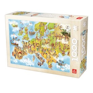 Deico-Puzzle 1000 Teile: Europa-Karte (Comic)