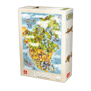 Deico-Puzzle 1000 Teile: Amerika-Karte (Comic)
