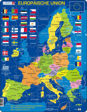 Larsen-Puzzle 70 Teile: Lernkarte - Europäische Union (politisch)