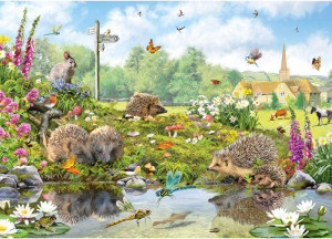 Otter House-Puzzle 1000 Teile: Putzige Igelfamilie