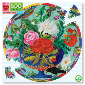Blumenstrauß und Vögel