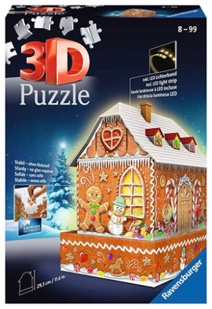 Ravensburger-Puzzle 216 Teile: Lebkuchenhaus - 3D Puzzle mit LED Band
