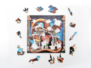 Bambytoys-Puzzle 50 Teile: Holzpuzzle - Die Prinzessin und der Drache
