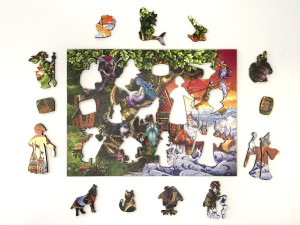 Bambytoys-Puzzle 65 Teile: Holzpuzzle - Loukomorie