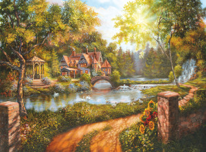 Ravensburger-Puzzle 500 Teile: Cottage am Fluss