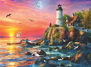 Ravensburger-Puzzle 500 Teile: Leuchtturm am Abend