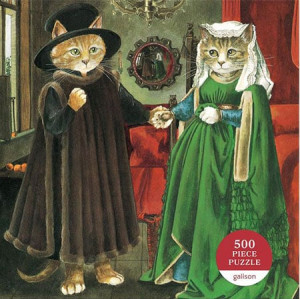 Galison/Mudpuppy-Puzzle 500 Teile: Miausterstücke der Kunst - Die Arnolfini Hochzeit
