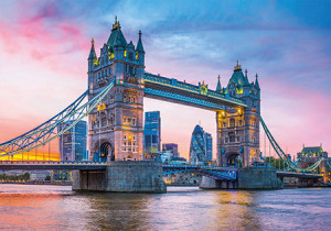 Clementoni-Puzzle 1000 Teile: Tower Bridge bei Nacht - fluoreszierend