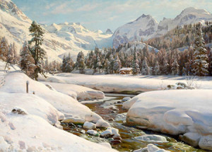 D-Toys-Puzzle 1000 Teile: Winterlandschaft in der Nähe von Engadin, Monsted