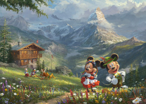 Kinkade - Disney Micky Maus & Minnie in den Alpen