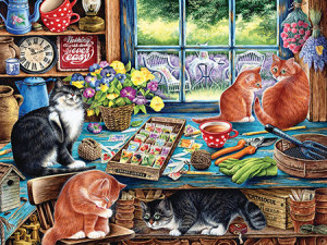 Cobble Hill-Puzzle 275 Teile: Katzen im Gartenhaus XL Teile