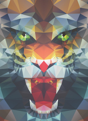 Ravensburger-Puzzle 500 Teile: Löwe aus Polygonen