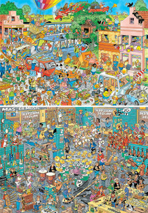 Jumbo-Puzzle 1000 Teile: Jan van Haasteren|Musik-Shop & Urlaubsfieber (2x1000 Teile)