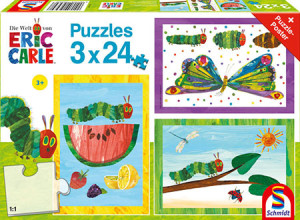 Schmidt-Spiele-Puzzle 24 Teile: Raupe-Kokon-Schmetterling (3x24 Teile)