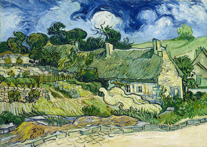 Strohgedeckte Häuser in Cordeville, van Gogh