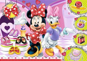 Trefl Puzzle-Puzzle 100 Teile: Disneys Minnie und Daisy- Glitzerpuzzle