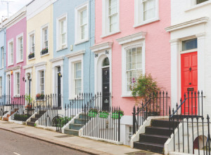 Bunte Stadthäuser in London