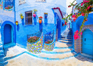 Enjoy Puzzle-Puzzle 1000 Teile: Blaue Gasse in Chefchaouen, Marokko
