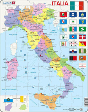 Lernkarte - Italien mit Flaggen (politisch)