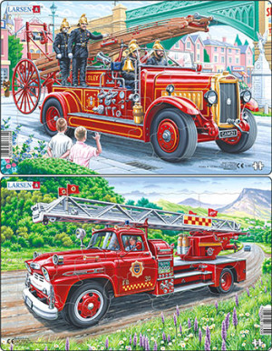 Larsen-Puzzle 16 Teile: Historische Feuerwehrautos (2er-Set Midi)