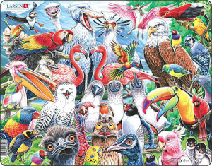 Larsen-Puzzle 115 Teile: Vögel aus aller Welt