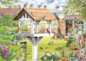 Otter House-Puzzle 500 Teile: Versammlung am Vogelhaus (500 XL)