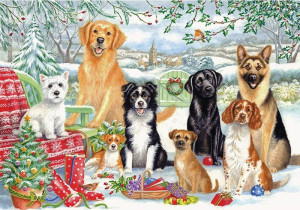 Otter House-Puzzle 1000 Teile: Hunde in Weihnachtsstimmung