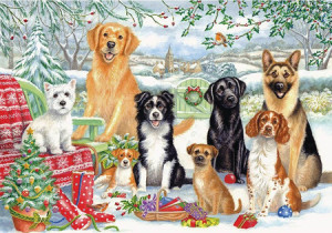 Hunde in Weihnachtsstimmung