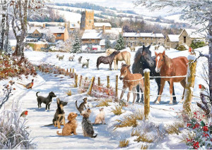 Otter House-Puzzle 1000 Teile: Tiere auf dem Winterfeld