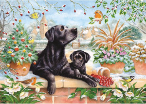 Otter House-Puzzle 1000 Teile: Labradore in Weihnachtstimmung