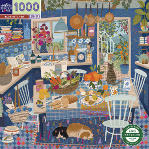 eeBoo-Puzzle 1000 Teile: Blaue Küche